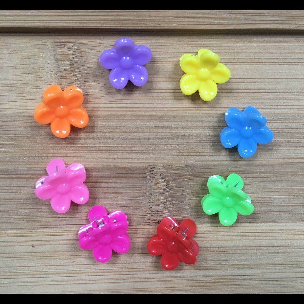 Ten (10) Multi color Delicate Flower Hair Clips